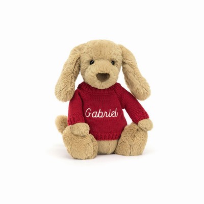 Jellycat Bashful Toffee Puppy with Red Jumper | WA2350674